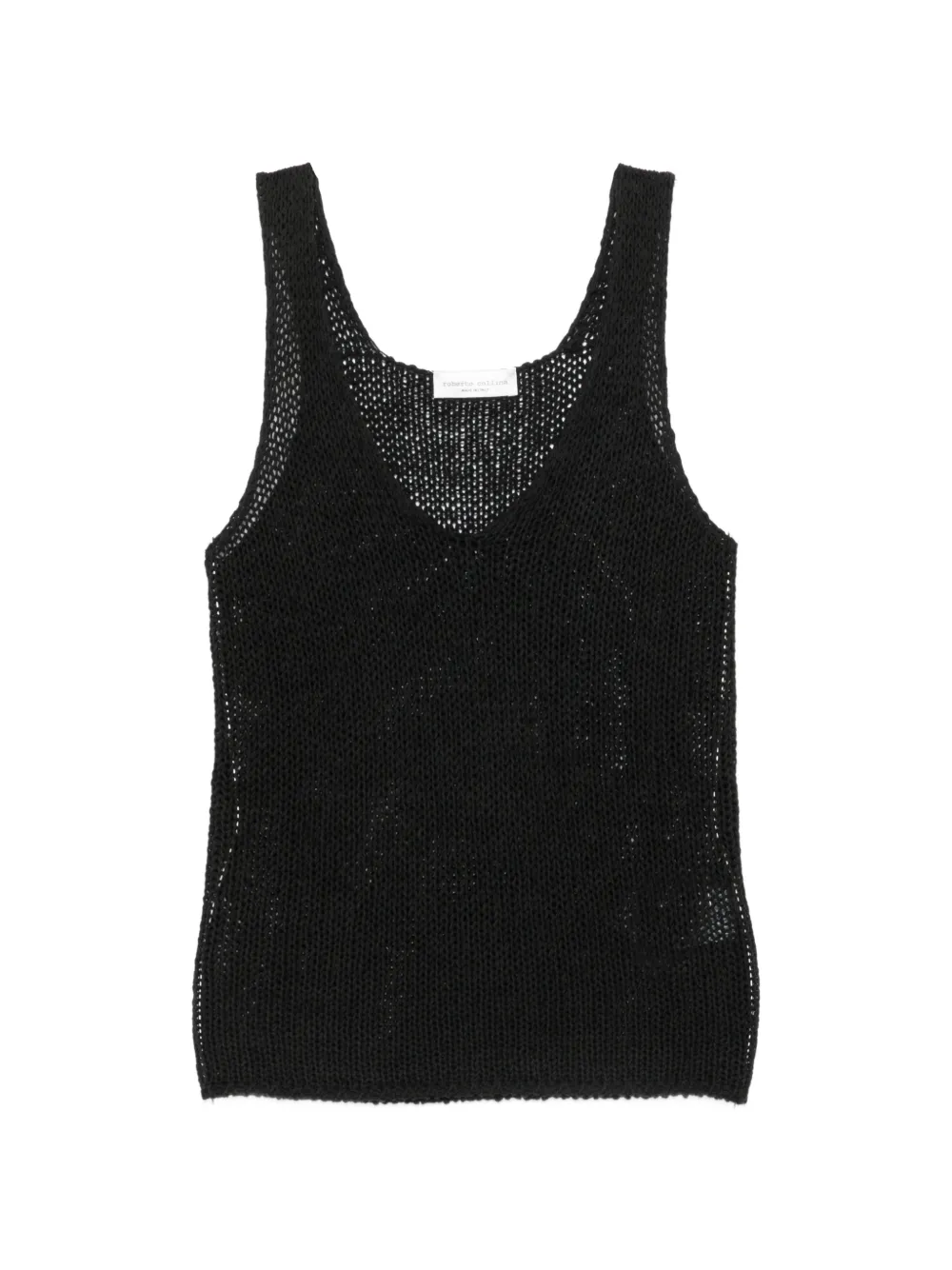 Roberto Collina open-knit V-neck top - Nero
