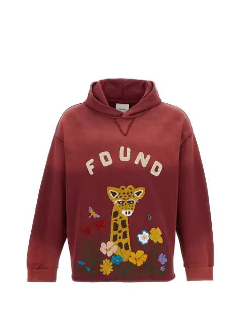 FOUND chenille-embroidered raw-cut hoodie