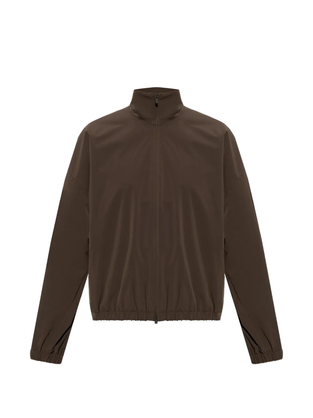 Essentials Logo-embroidered Zip-up Jacket In Brown