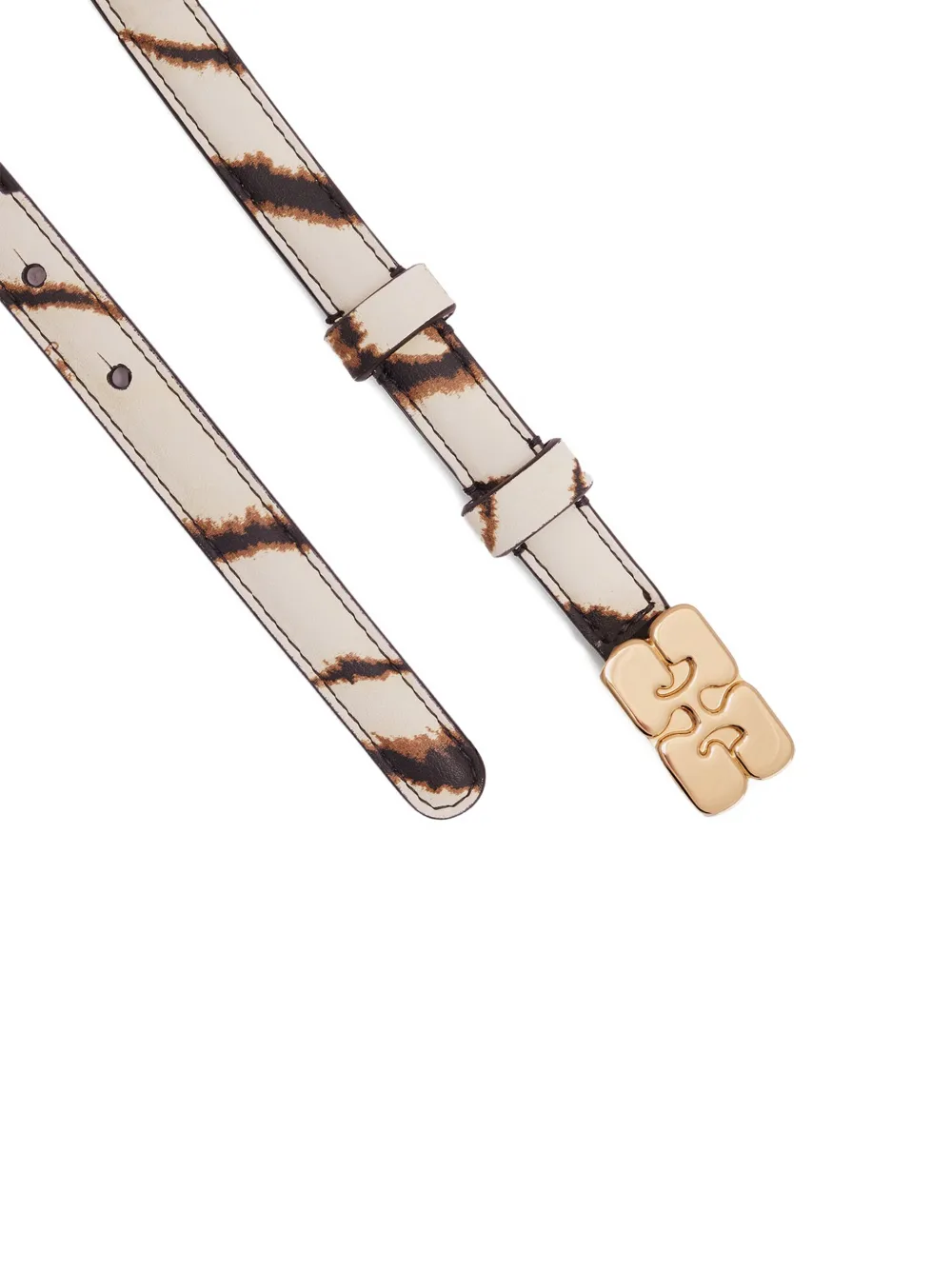 GANNI Kat riem met zebraprint Beige