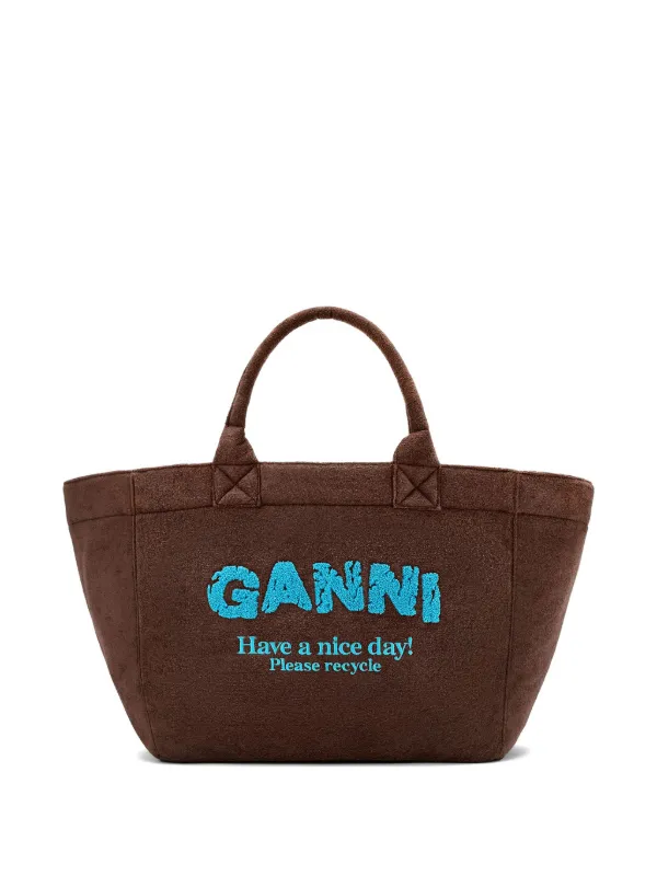 Ganni Reversible Tote Bag XXL in Brown