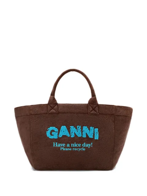 GANNI Bolsa tote dupla face com logo bordado