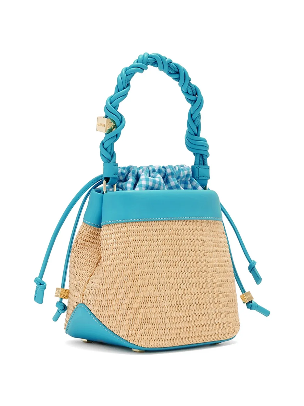 GANNI Bou raffia bucket-tas Beige