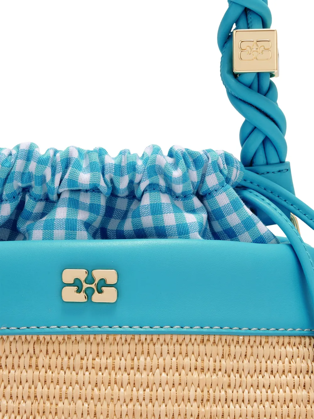 GANNI Bou raffia bucket-tas Beige