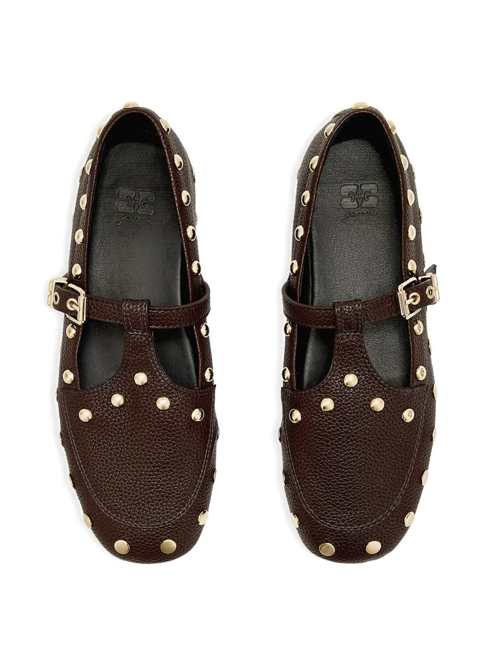 GANNI Ballerina's met strik verfraaid met studs Bruin