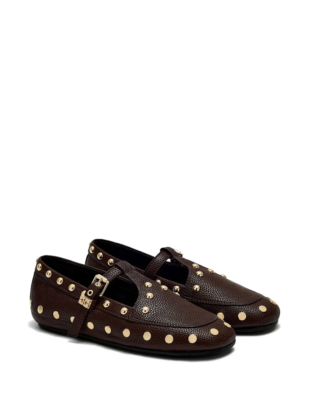 GANNI Ballerina's met strik verfraaid met studs Bruin