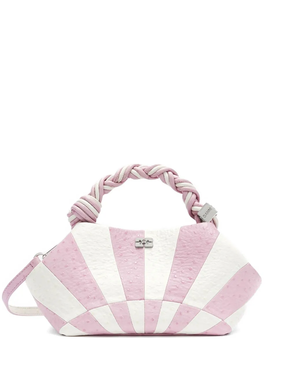 GANNI Bou striped leather shoulder bag - Rosa