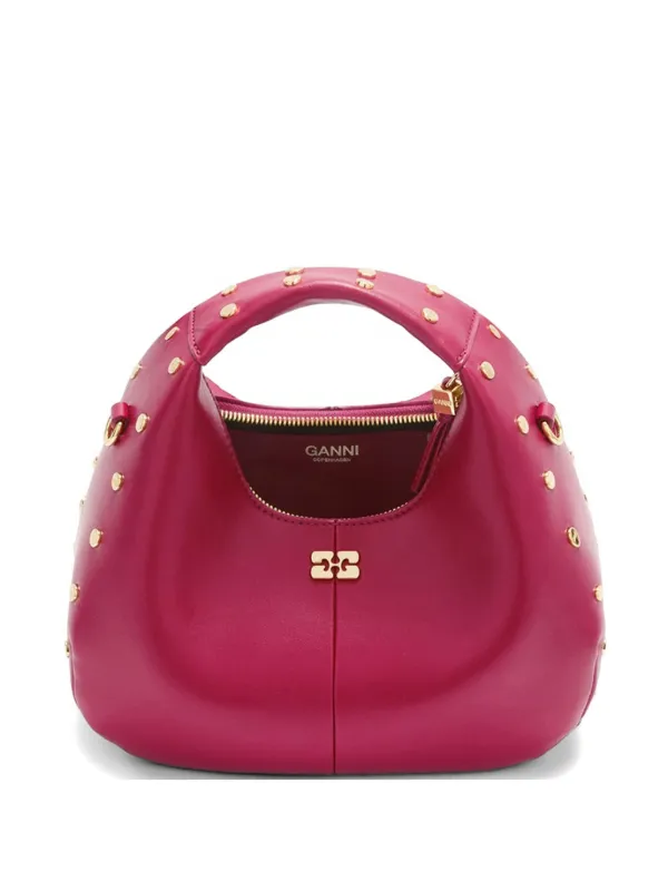 Ganni Stud-embellished Tote Bag in Red