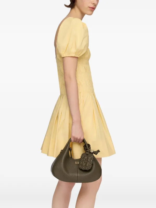 ganni green leather dress Ganni Leather Mini Shirt Dress In Green - 40% Off