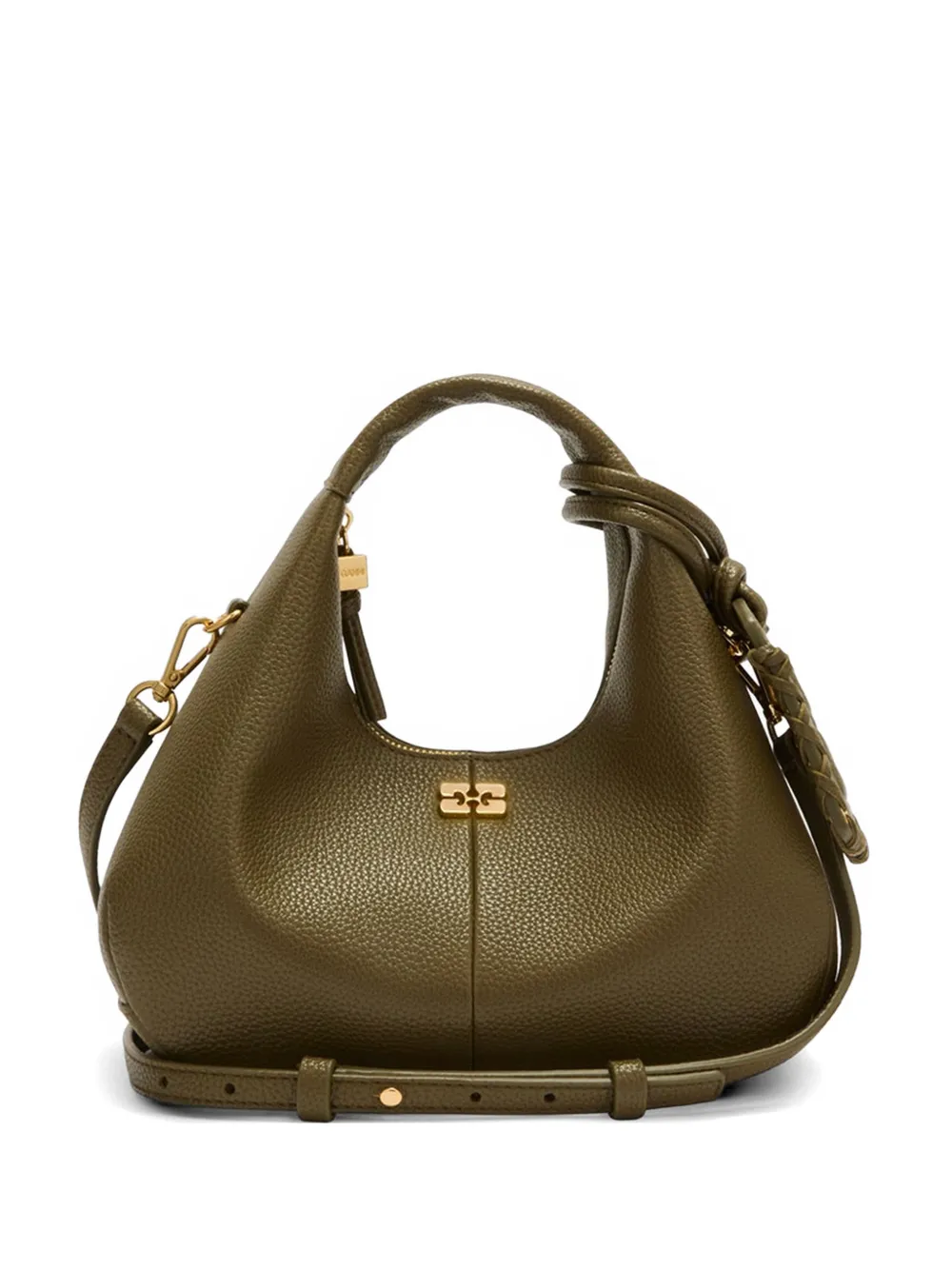 GANNI logo-plaque tote bag - Verde