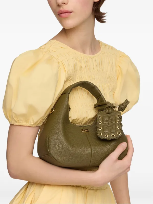 GANNI バッグ　トートバッグ　ショルダーバッグ　ロゴプレート GANNI ロゴプレート ハンドバッグ | グリーン | FARFETCH JP