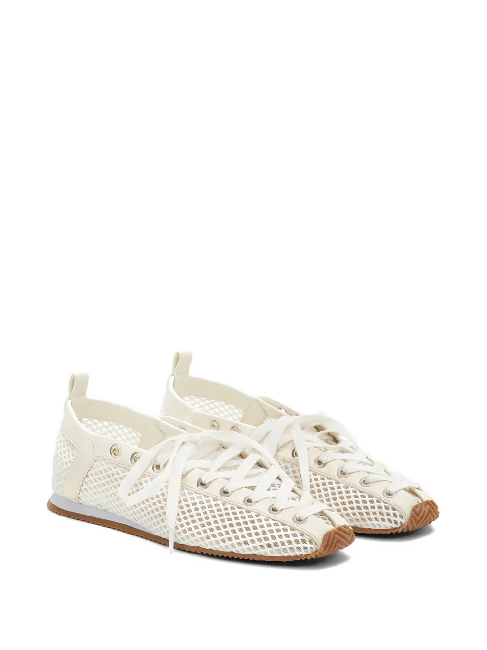 GANNI mesh lace-up ballet flats Beige