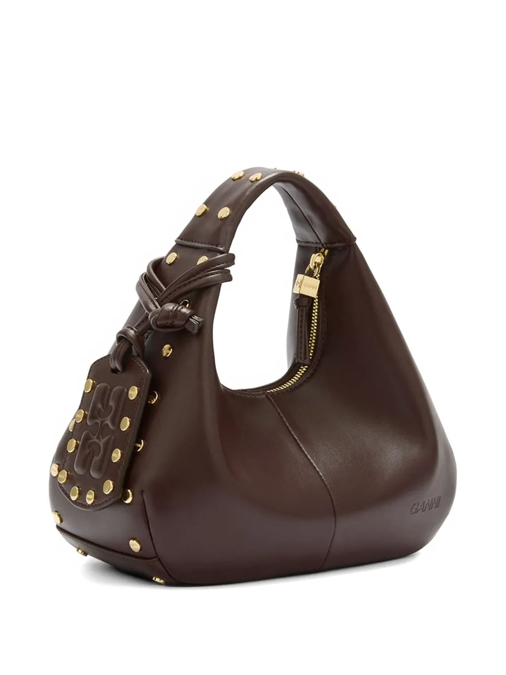 GANNI Mini shopper met studs Bruin