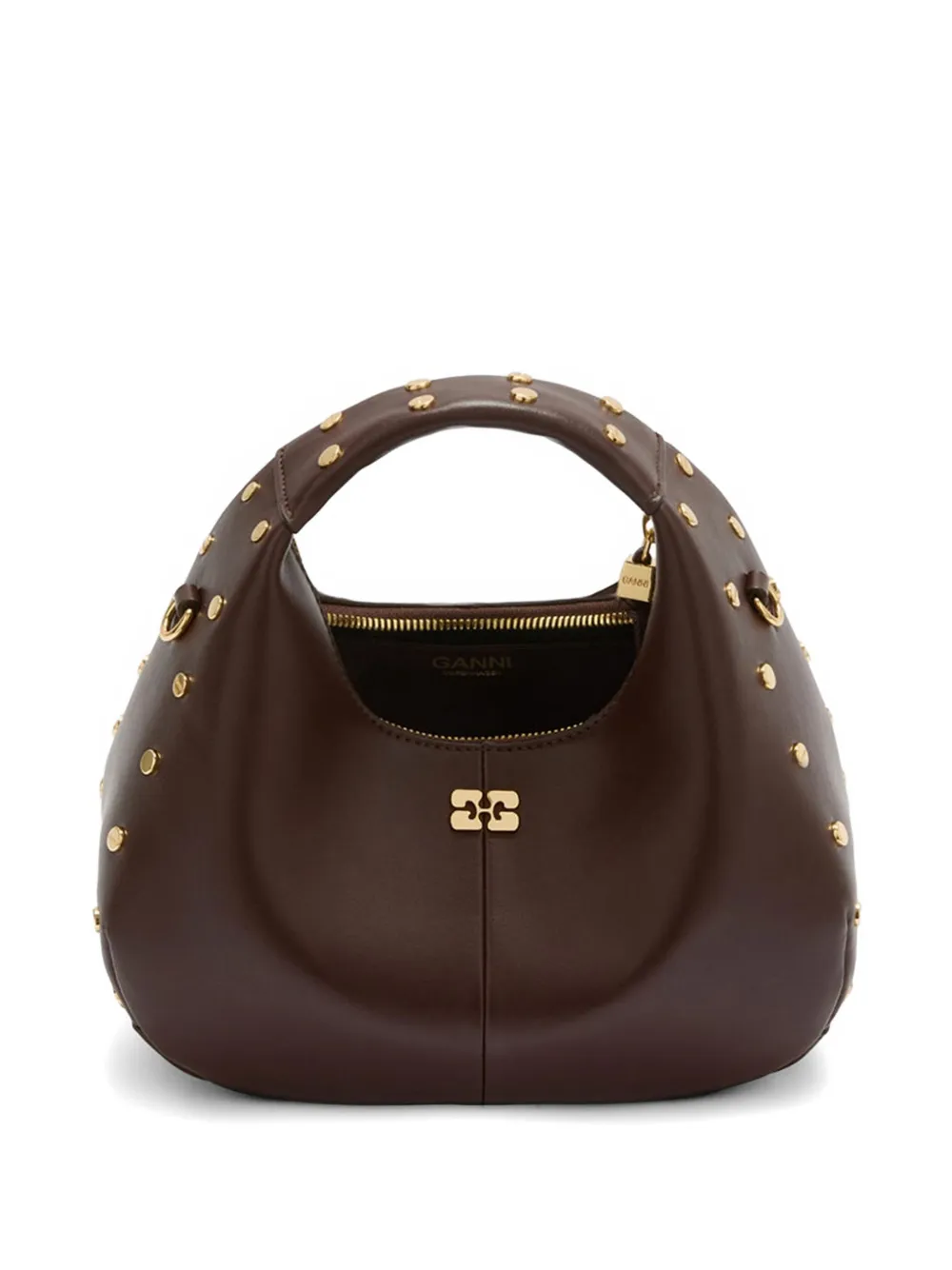 GANNI Mini shopper met studs Bruin