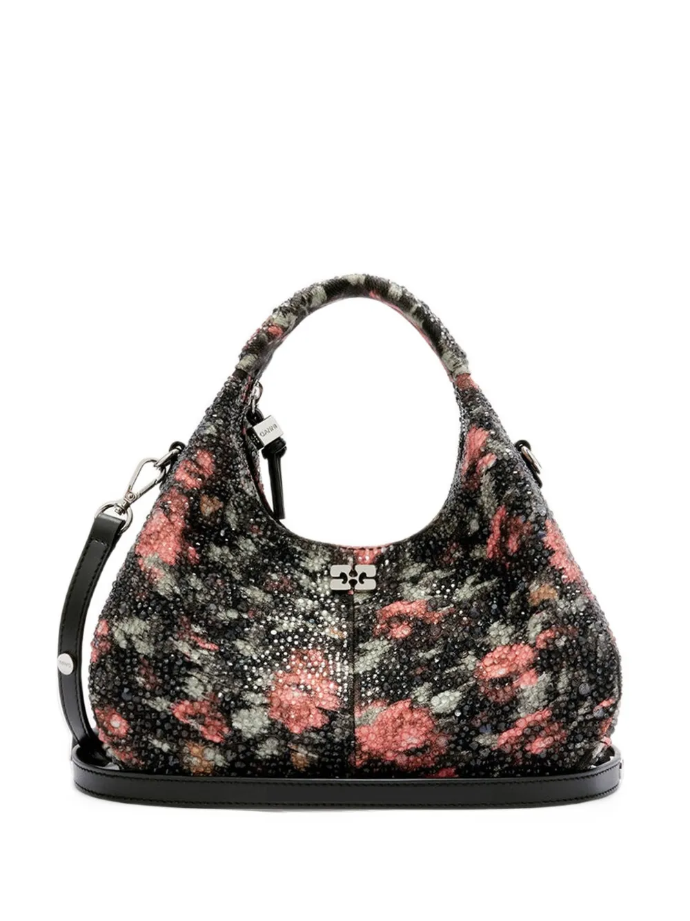 GANNI Borsa tote mini a fiori - Nero