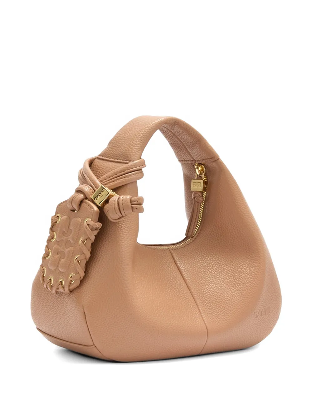 GANNI Shopper met logoplakkaat Bruin