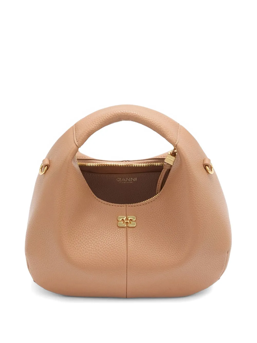 GANNI Shopper met logoplakkaat Bruin