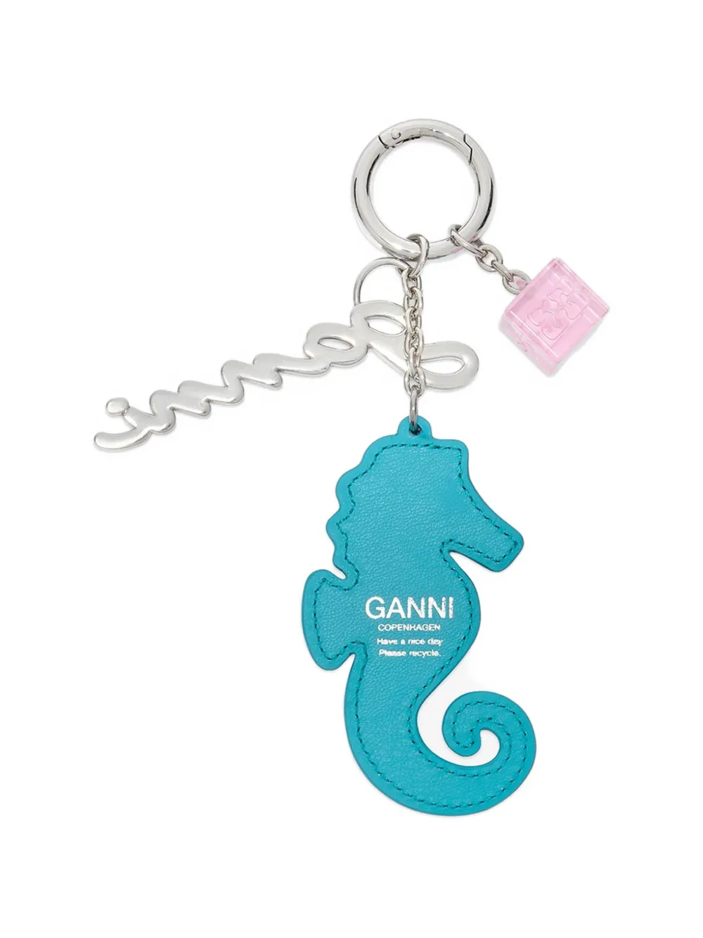 GANNI Sleutelhanger met zeepaard bedel Blauw