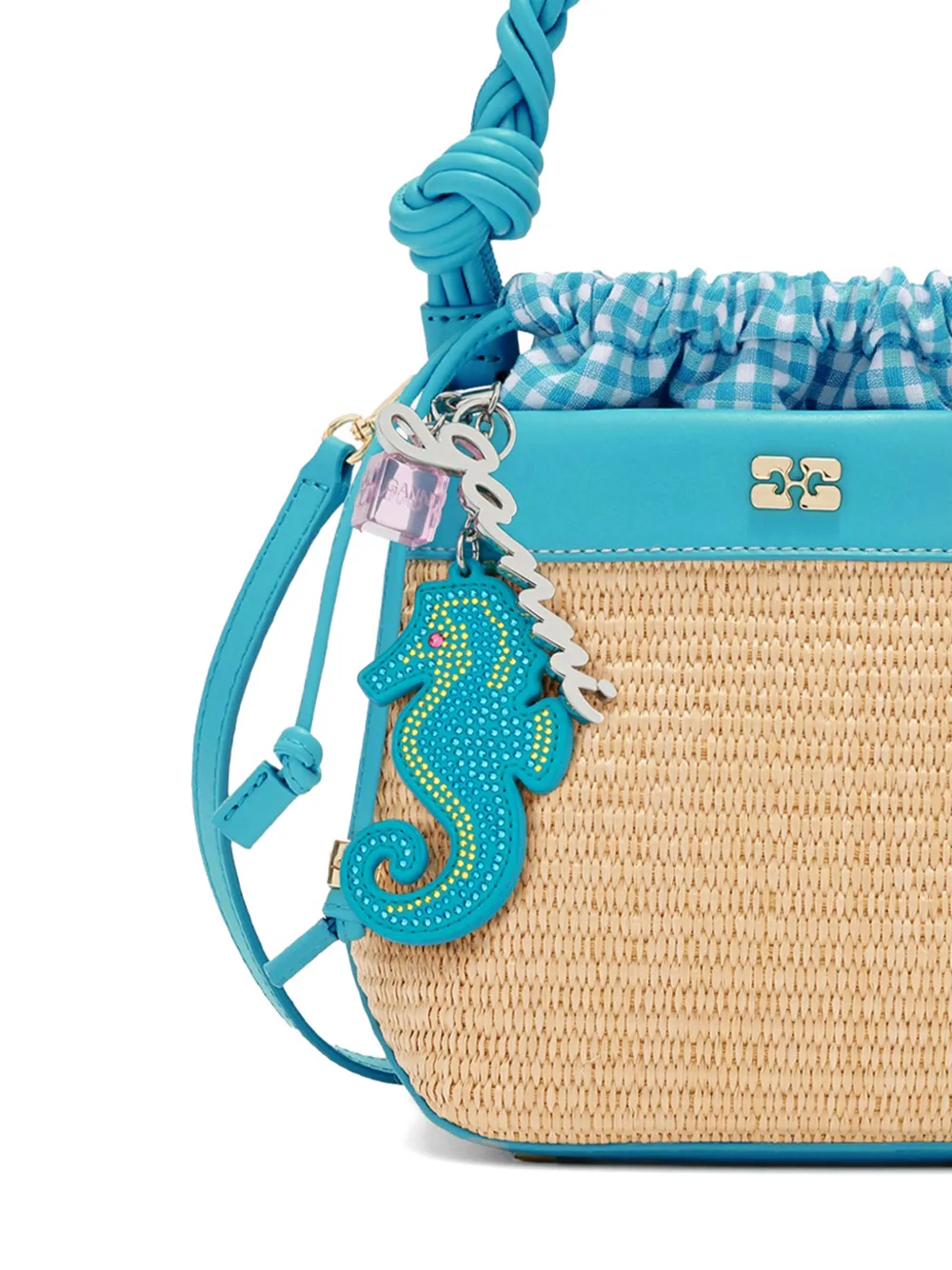GANNI Sleutelhanger met zeepaard bedel Blauw