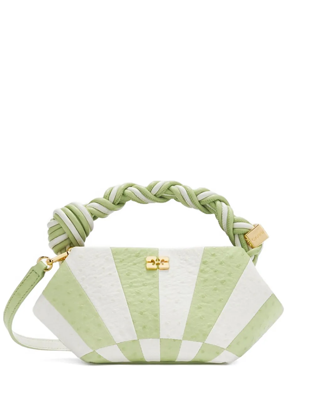 GANNI Bou braided-handle shoulder bag - Verde