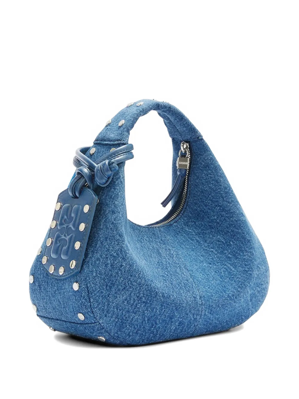 GANNI Denim shopper met studs Blauw