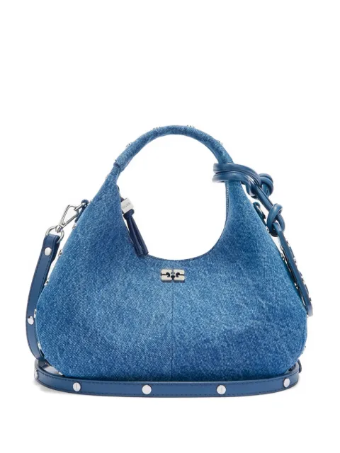 GANNI mini bag with studs in denim