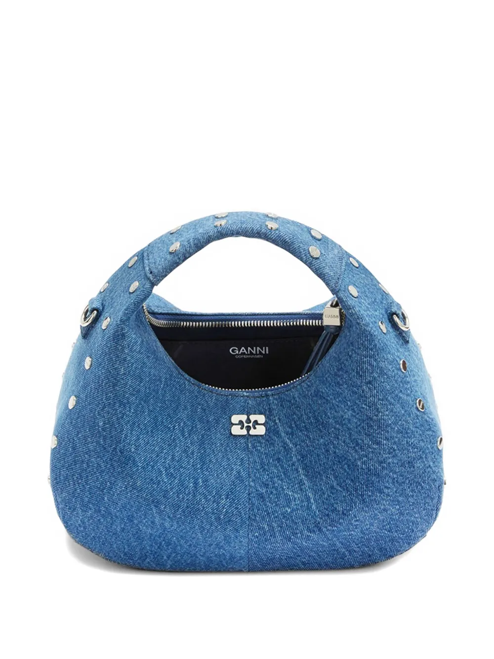 GANNI Denim shopper met studs Blauw