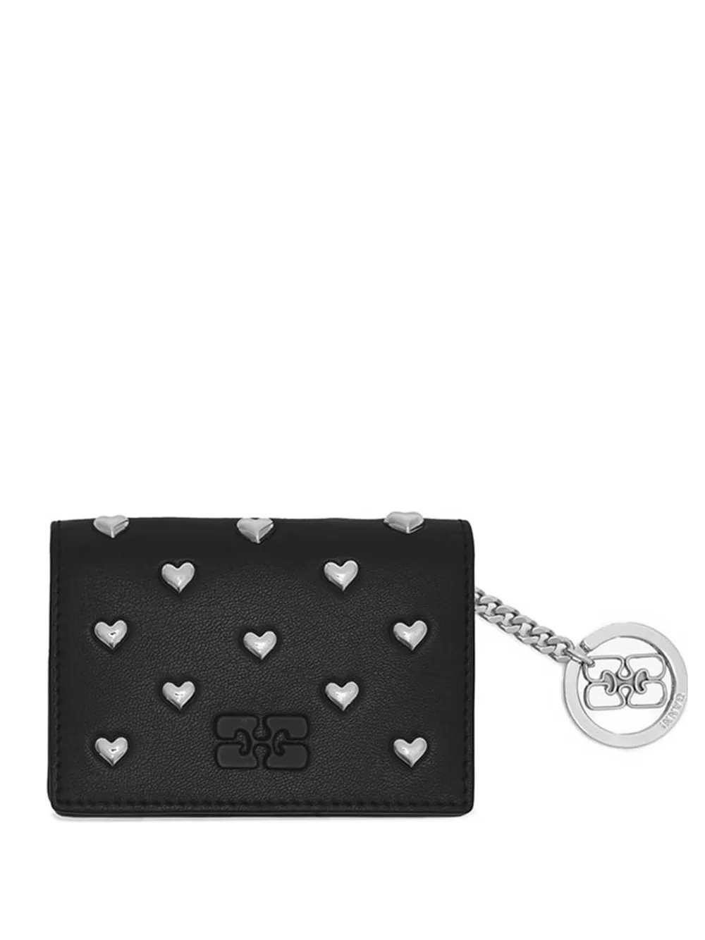 GANNI Bou heart-stud wallet - Nero