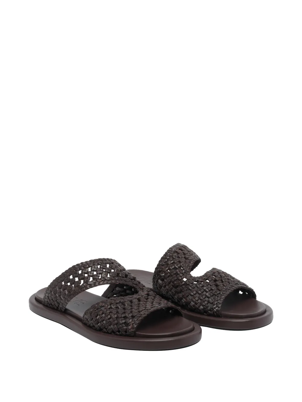 POEVE Delphine geweven leren sandalen Bruin