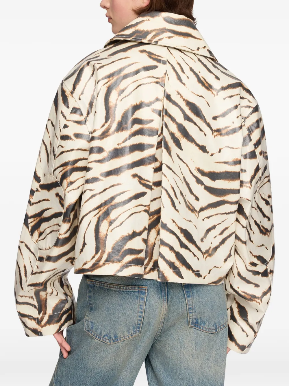 GANNI Gelamineerd jack met zebraprint Beige