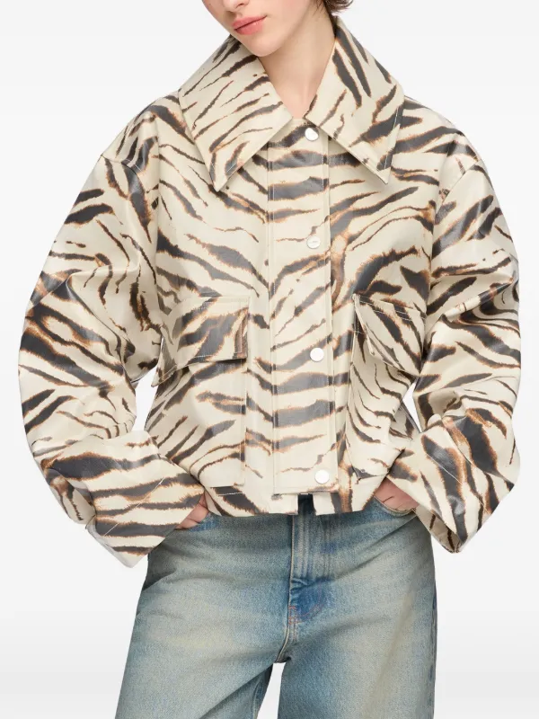 Ganni Jacket in Laminated Zebra in Neutrals