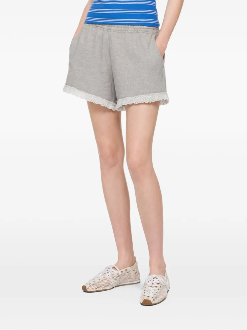 GANNI Shorts met kant Grijs