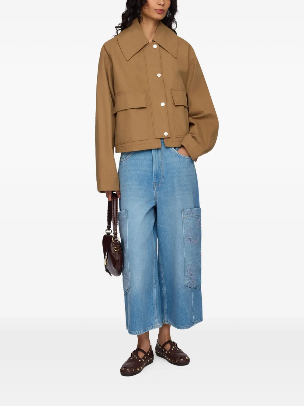 GANNI Jack met klepzak Beige