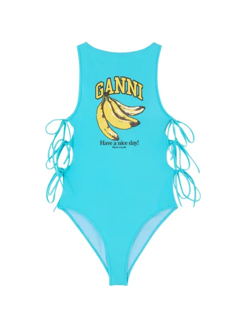 GANNI traje de baño con estampado de plátano