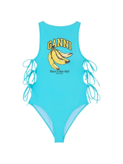 GANNI traje de baño con estampado de plátano