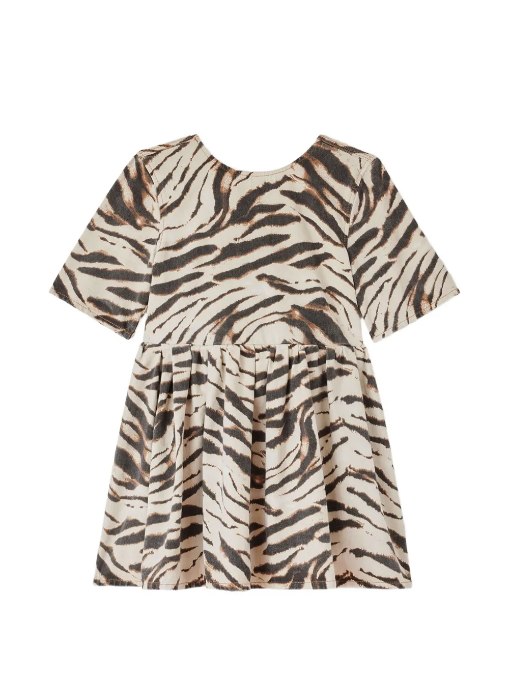 GANNI zebra-print denim dress - Toni neutri