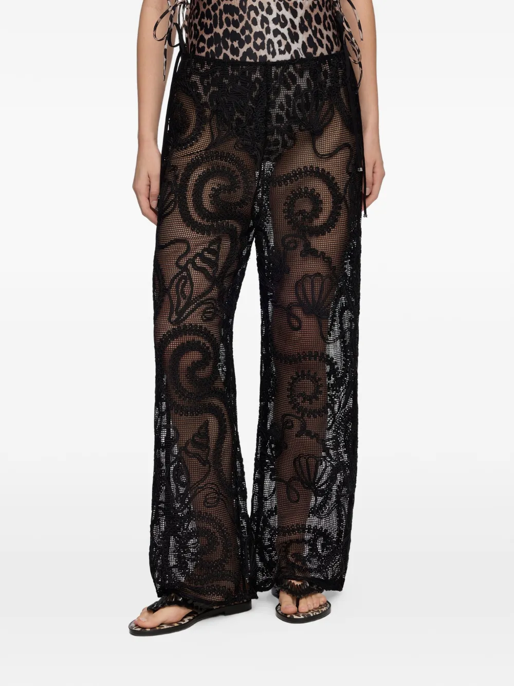 GANNI patterned net trousers - Nero
