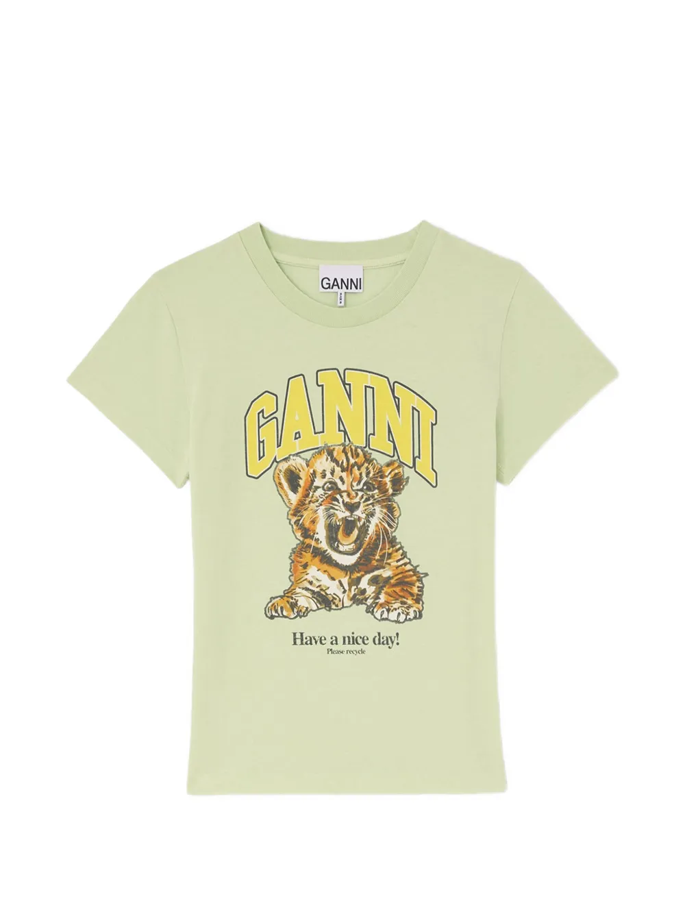 GANNI tiger-print T-shirt - Verde