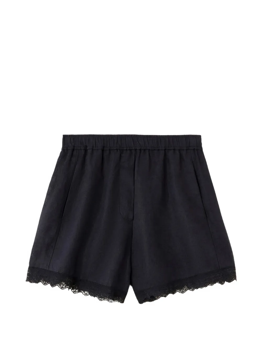 GANNI lace-trim shorts - Nero