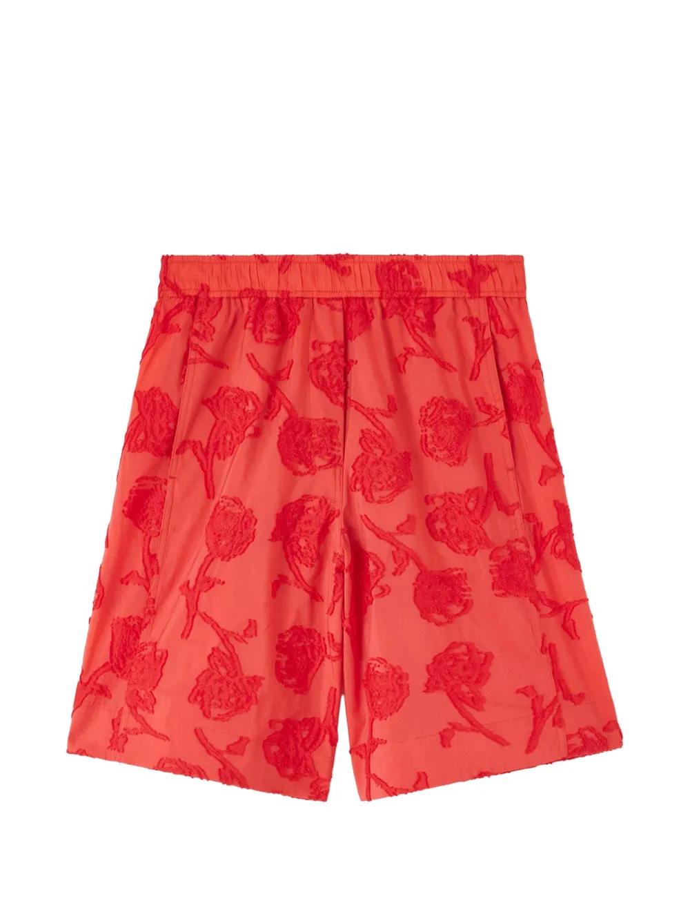 GANNI Fil-coupé shorts met bloemenprint Rood