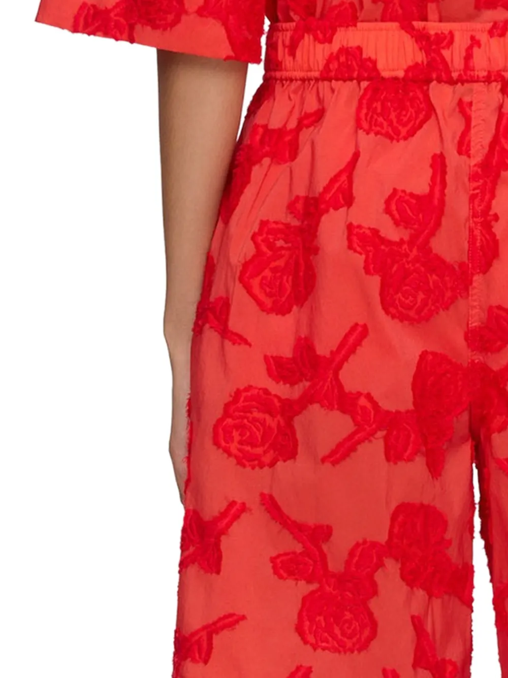 GANNI Fil-coupé shorts met bloemenprint Rood