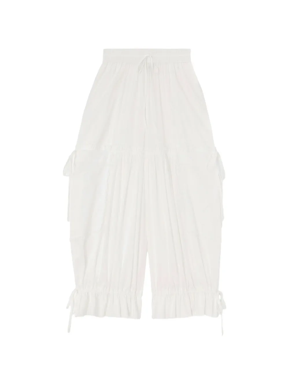 GANNI ruffled drawstring trousers - Weiß