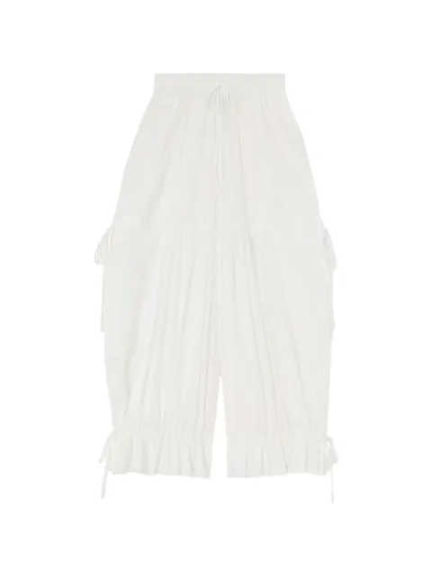 GANNI pantalones con cordones en la pretina y volantes