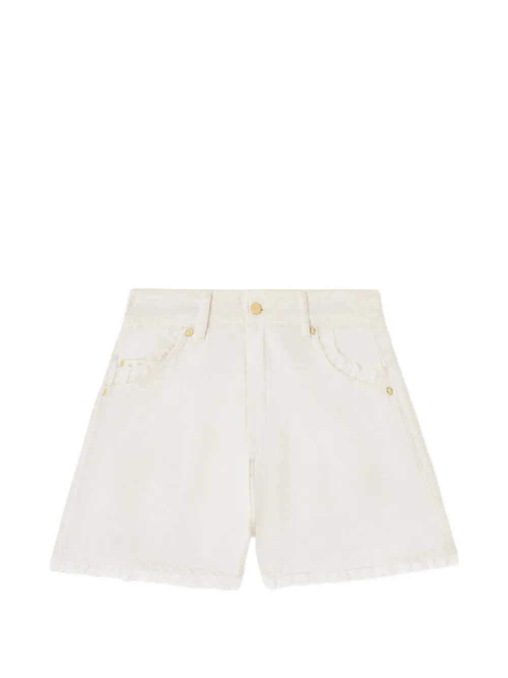 GANNI lace-trim denim shorts - Neutrals