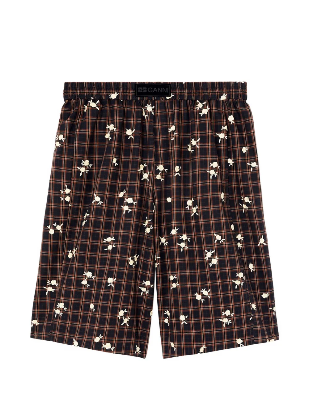 GANNI Shorts a fiori - Marrone