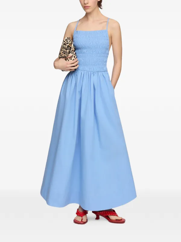 ganni shirred cotton-poplin midi dress Ganni Shirred cotton poplin midi dress GANNI