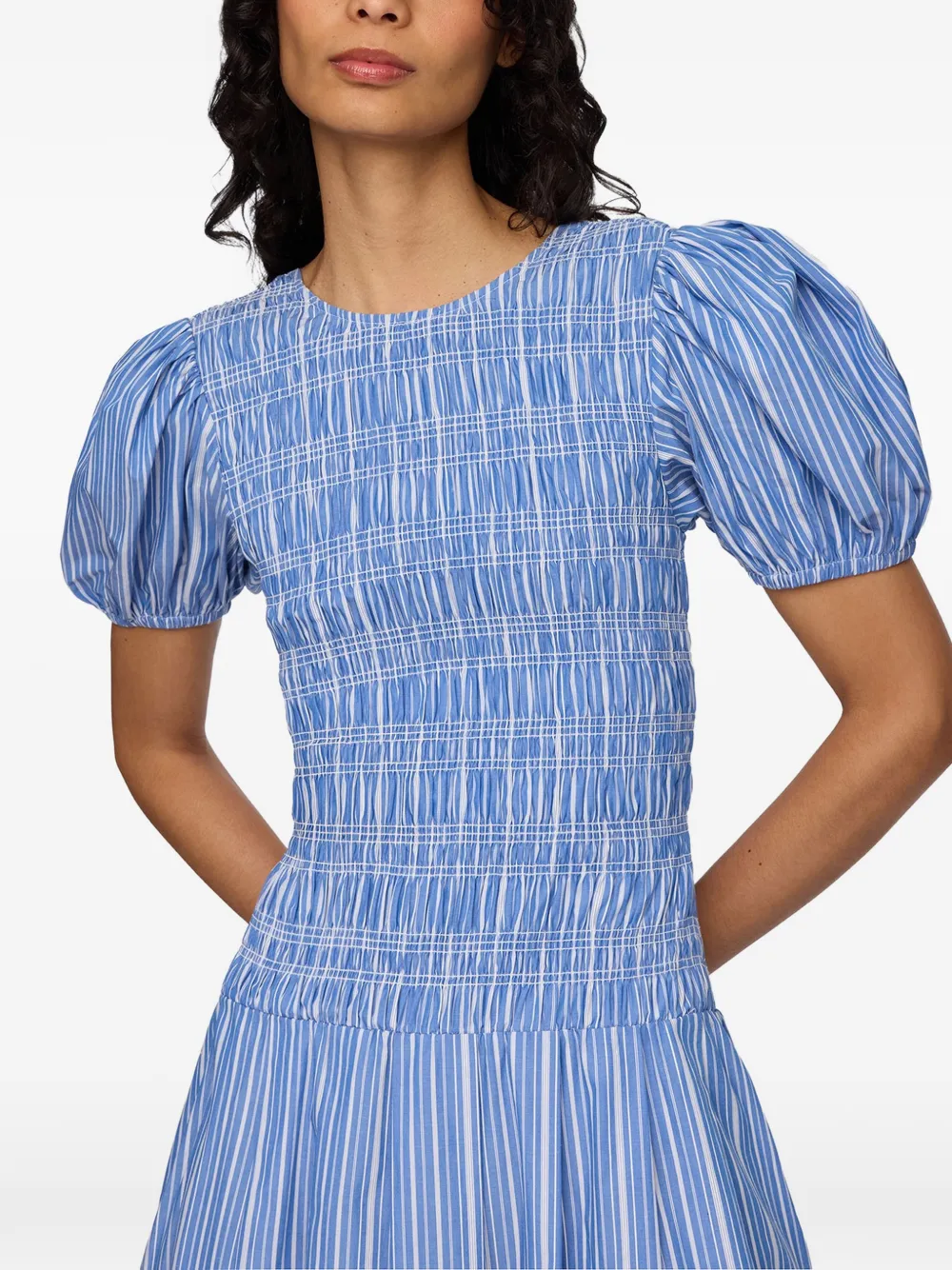 GANNI Jurk met gesmockte taille Blauw