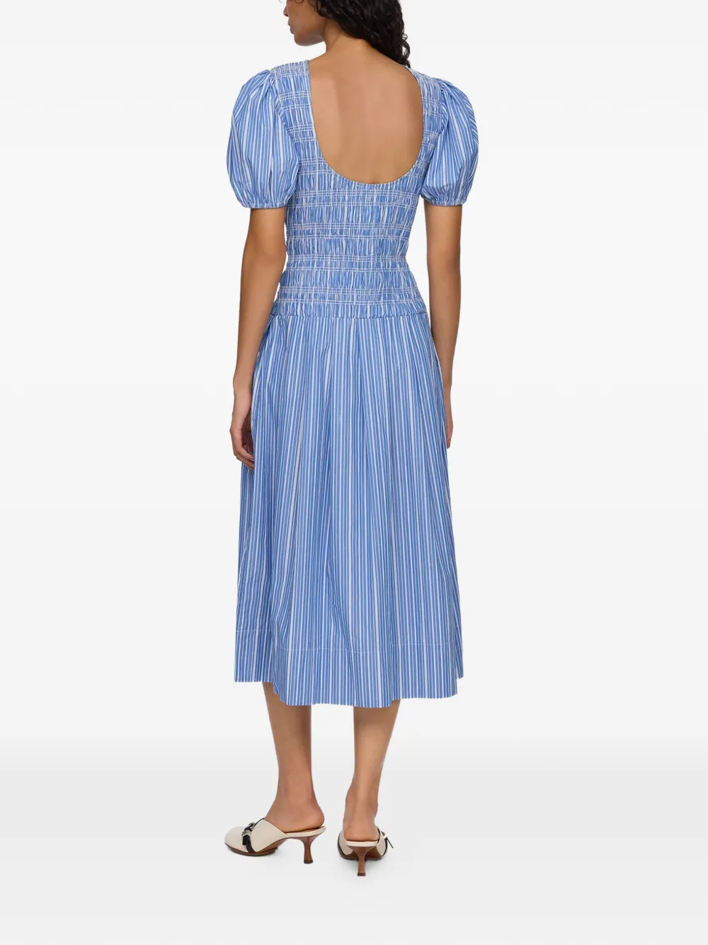 GANNI Jurk met gesmockte taille Blauw