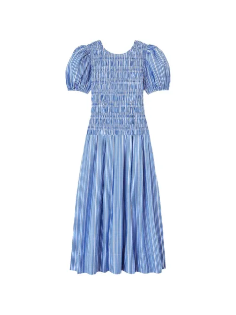 GANNI vestido con cintura fruncida y motivo de rayas