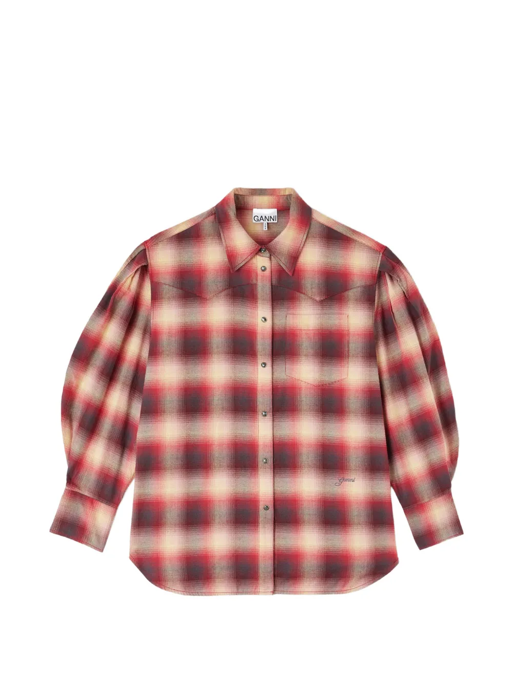 GANNI Camicia con maniche a palloncino - Rosso